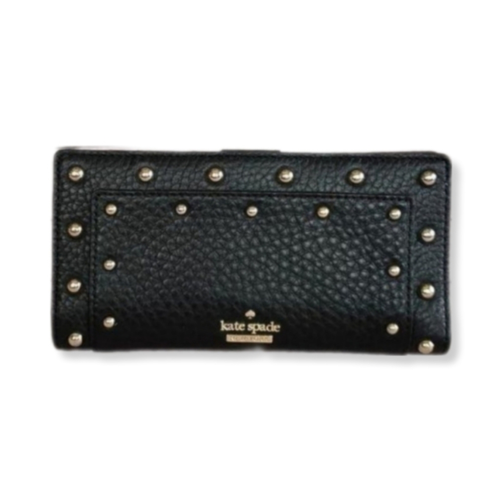 Kate Spade New York Carlin St Studded Embelished Stacey Pebbled Leather Wallet - Picture 2 of 6